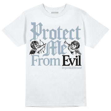 Jordan 13 “Blue Grey” DopeSkill T-Shirt Protect Me From Evil Graphic Streetwear - White 