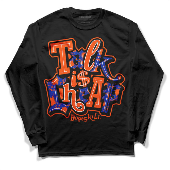 Dunk Low Futura Orange Blaze DopeSkill Long Sleeve T-Shirt Talk Is Chip Graphic Streetwear - Black