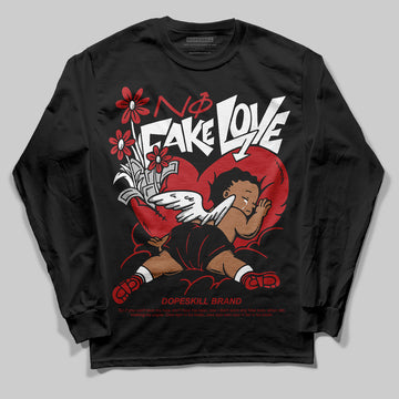 Jordan 12 Retro Flu Game (2025) DopeSkill Long Sleeve T-Shirt No Fake Love Graphic Streetwear - Black