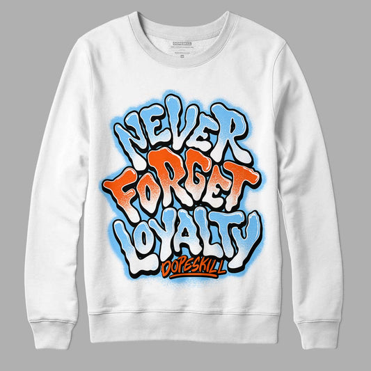 Dunk Low Futura University Blue DopeSkill Sweatshirt Never Forget Loyalty Graphic Streetwear - White