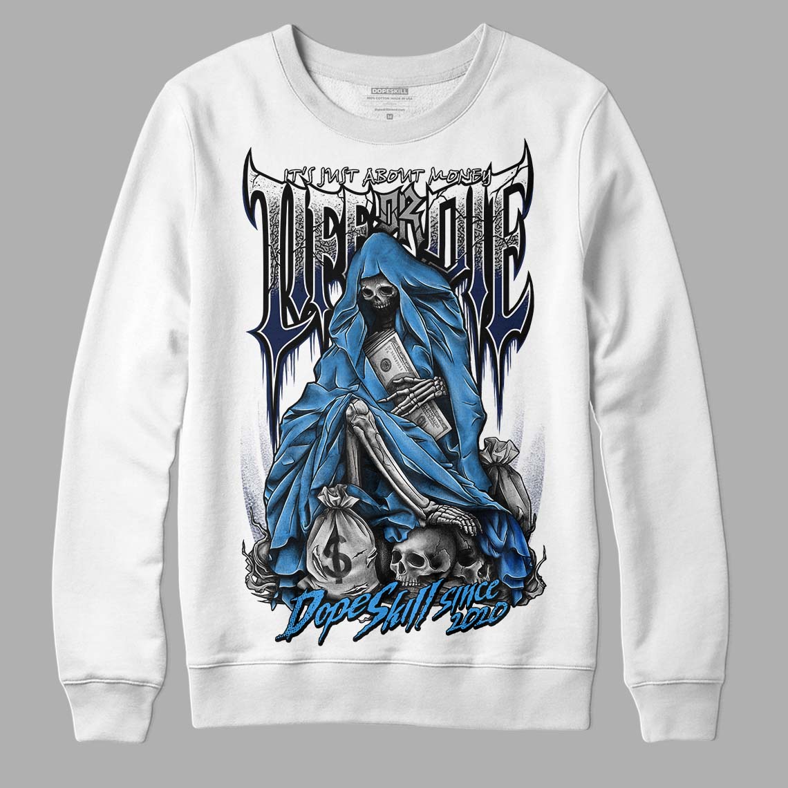 Jordan 3 "Midnight Navy" DopeSkill Sweatshirt Life or Die Graphic Streetwear - White 