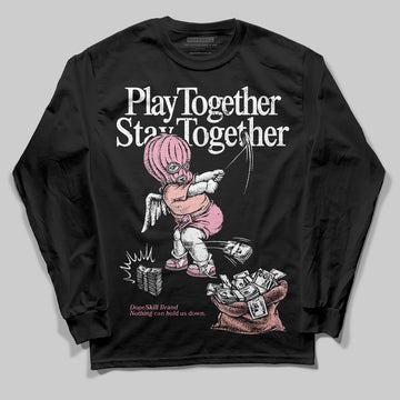 AMIRI White & Pink Stars Court Sneakers DopeSkill Long Sleeve T-Shirt Play together, Stay together Graphic Streetwear - Black