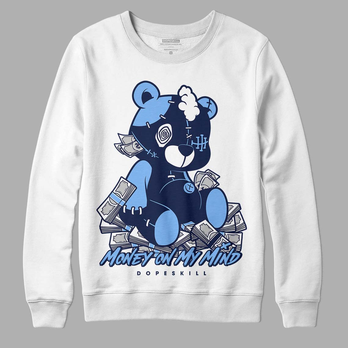 Jordan 5 Midnight Navy DopeSkill Sweatshirt MOMM Bear Graphic Streetwear