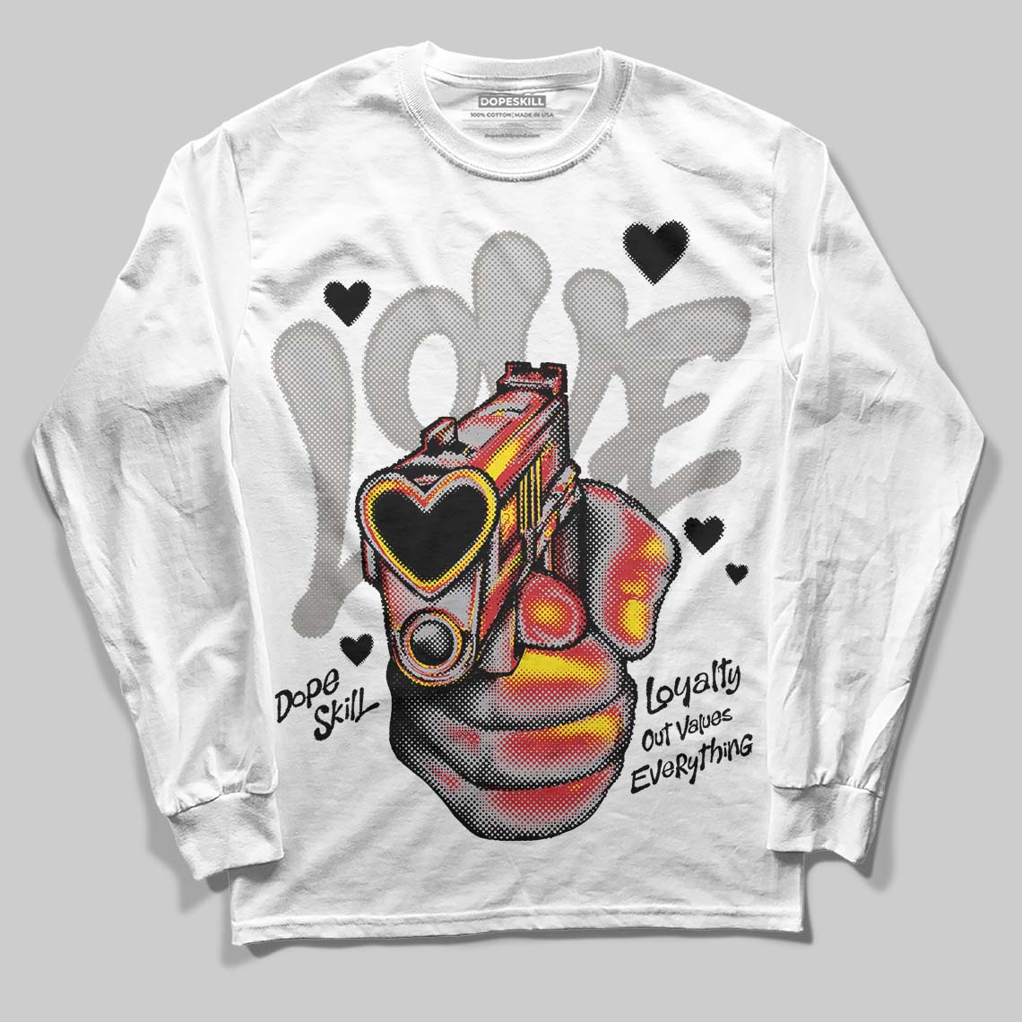 Jordan 4 OG “White Cement” DopeSkill Long Sleeve T-Shirt Love Shot Graphic Streetwear - White