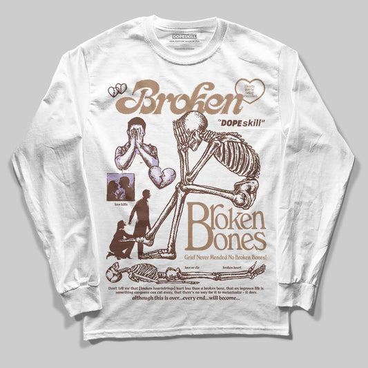 Harris Tweed x Wmns Dunk Low 'Sesame' DopeSkill Long Sleeve T-Shirt Broken Bones Graphic Streetwear - White 