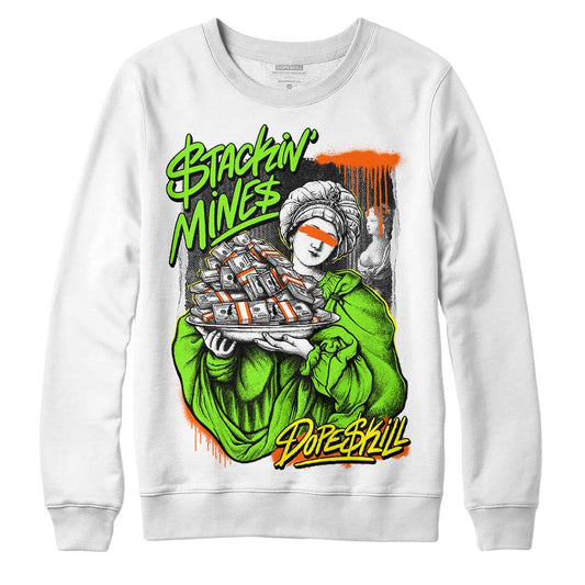 Neon Green Sneakers DopeSkill Sweatshirt Stackin Mines Graphic Streetwear - WHite