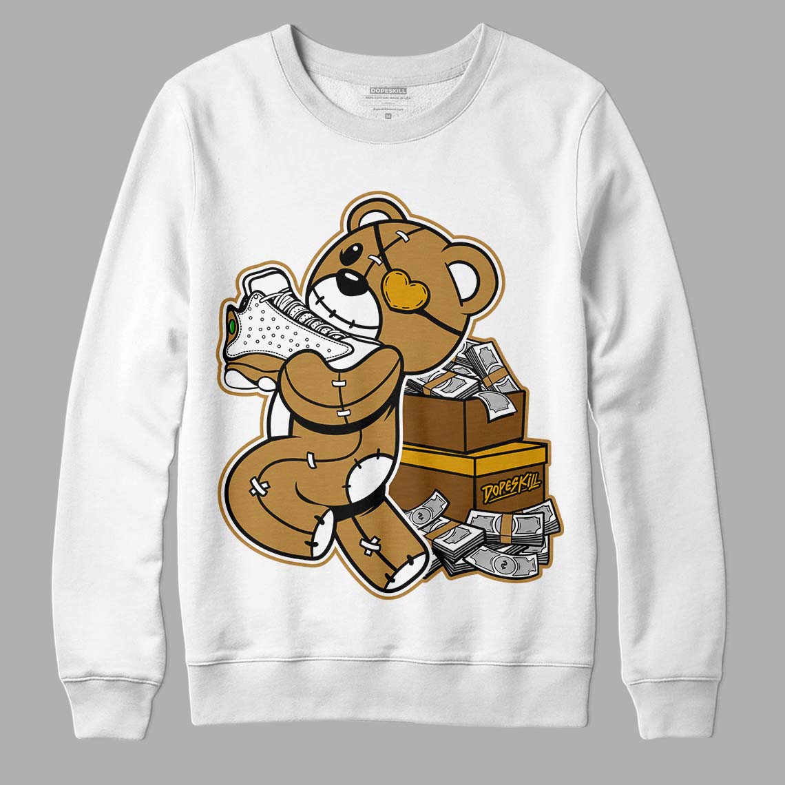 Jordan 13 Wheat 2023 DopeSkill Sweatshirt Bear Steals Sneaker Graphic Streetwear - White