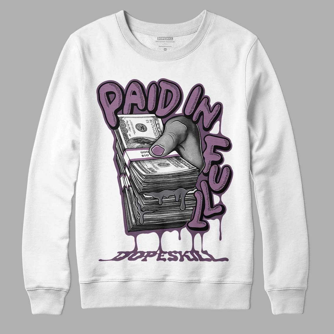 Jordan 2 “Mauve/Off-Noir” DopeSkill Sweatshirt Paid In Full Graphic Streetwear - White 