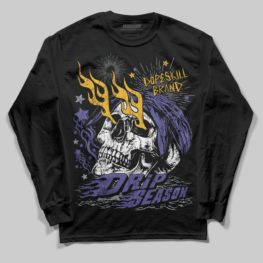 Jordan 4 Retro Lakers DopeSkill Long Sleeve T-Shirt Drip Season Graphic Streetwear - black