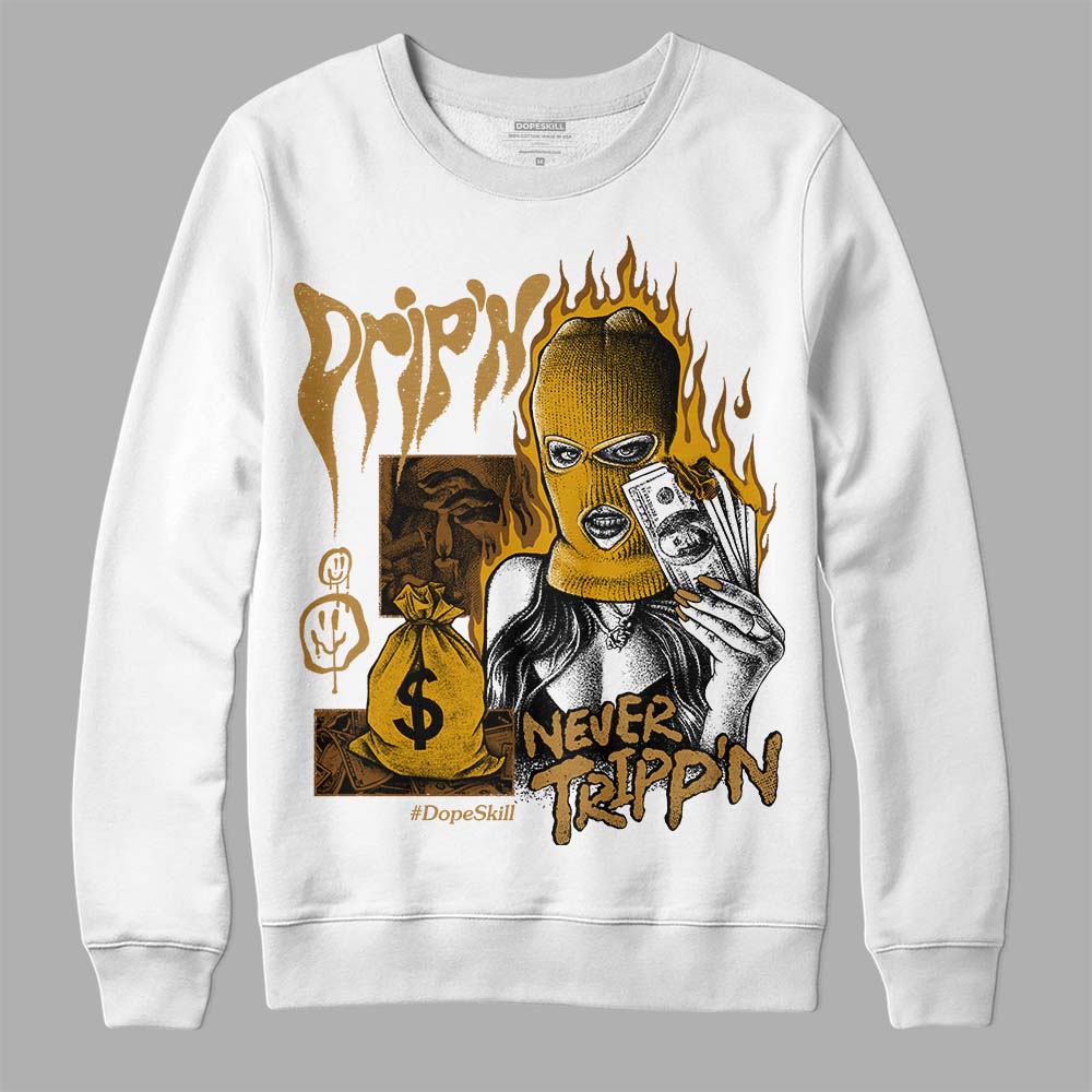 Jordan 13 Wheat 2023 DopeSkill Sweatshirt Drip'n Never Tripp'n Graphic Streetwear - WHite