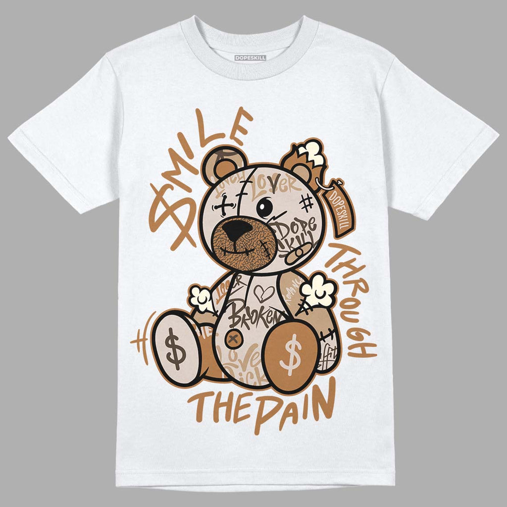 Jordan 3 Retro Palomino DopeSkill T-Shirt Smile Through The Pain Graphic Streetwear - White