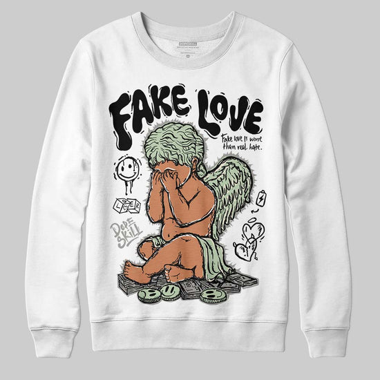 Jordan 4 WMNS “Seafoam” (2025) DopeSkill Sweatshirt False Love Graphic Streetwear - White