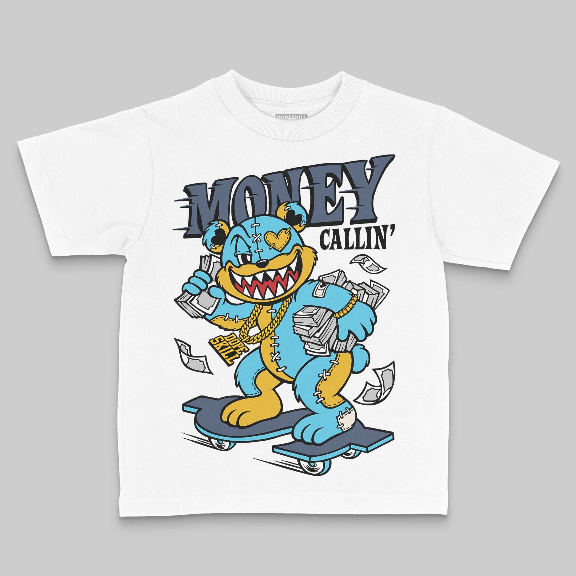 Jordan 11 Retro Gamma Blue (2025) DopeSkill Toddler Kids T-shirt Money Callin' Graphic Streetwear - White 