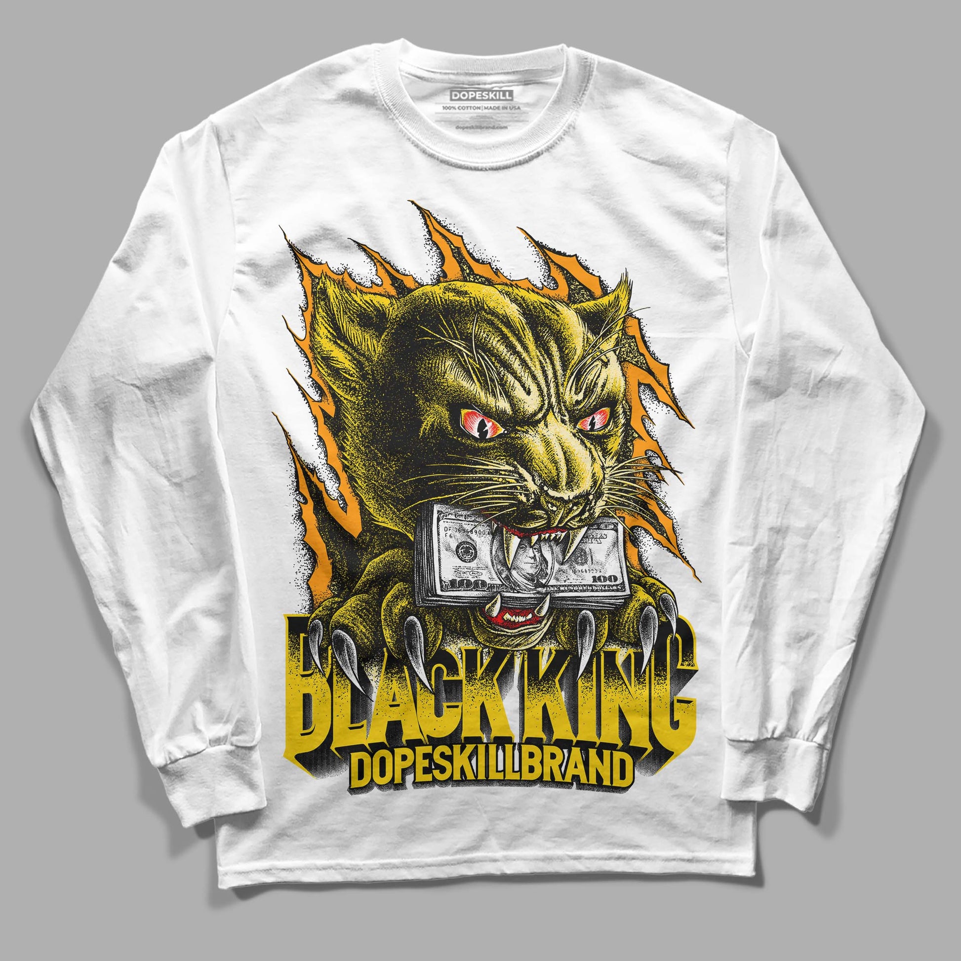 Jordan 6 “Yellow Ochre” DopeSkill Long Sleeve T-Shirt Black King Graphic Streetwear - White 