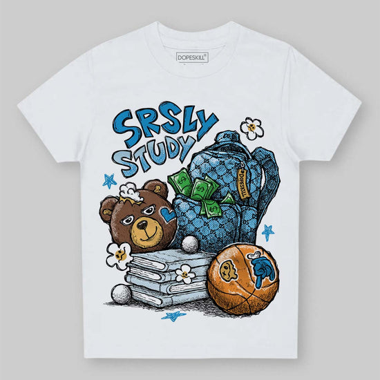 Jordan 4 Denim “Worn Blue” DopeSkill Toddler Kids T-shirt SRSLY Study Graphic Streetwear - White 