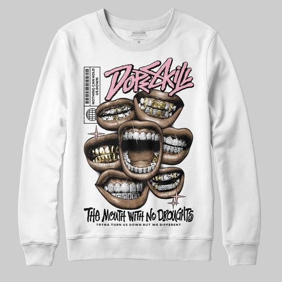 AMIRI White & Pink Stars Court Sneakers DopeSkill Sweatshirt The Mouth With No Droughts Graphic Streetwear - White