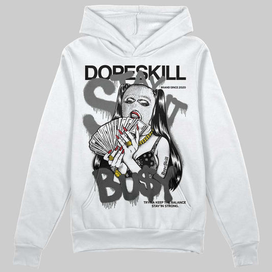 Jordan 4 “Black Cat” (2025) DopeSkill Hoodie Sweatshirt Stay It Busy Graphic Streetwear - White