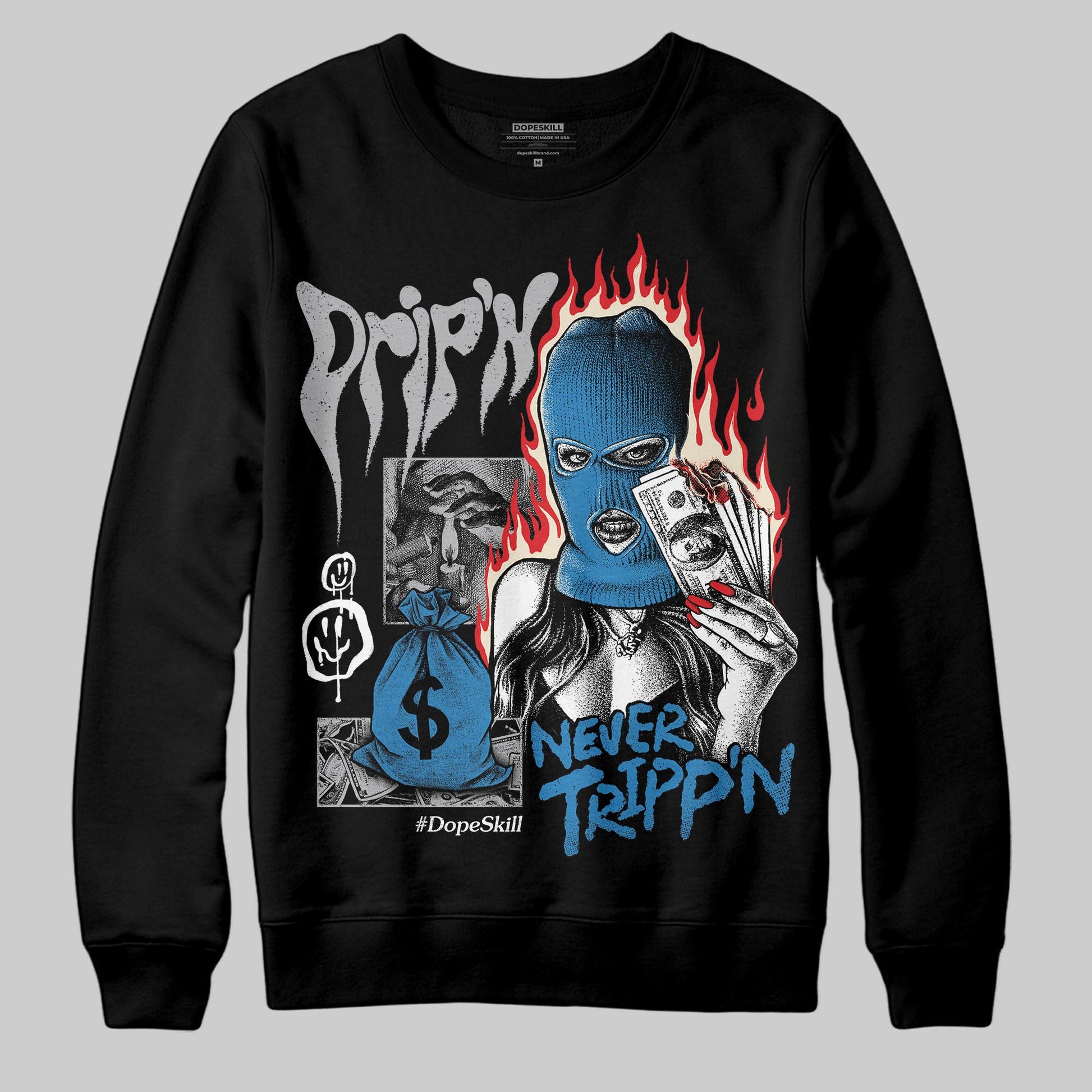 Jordan 3 Retro OG Rare Air DopeSkill Sweatshirt Drip'n Never Tripp'n Graphic Streetwear - Black