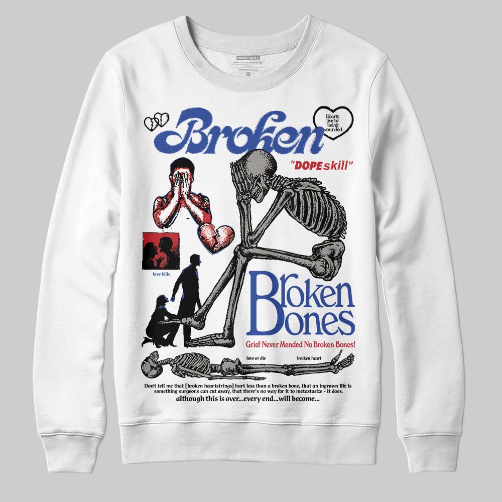 Jordan 4 “Rare Air” DopeSkill Sweatshirt Broken Bones Graphic Streetwear - White 
