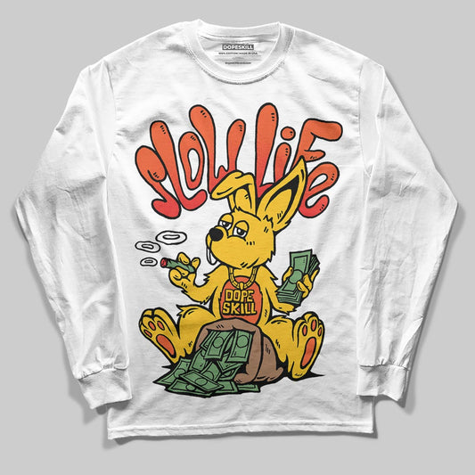 Yellow Sneakers DopeSkill Long Sleeve T-Shirt Slow Life Graphic Streetwear  - White