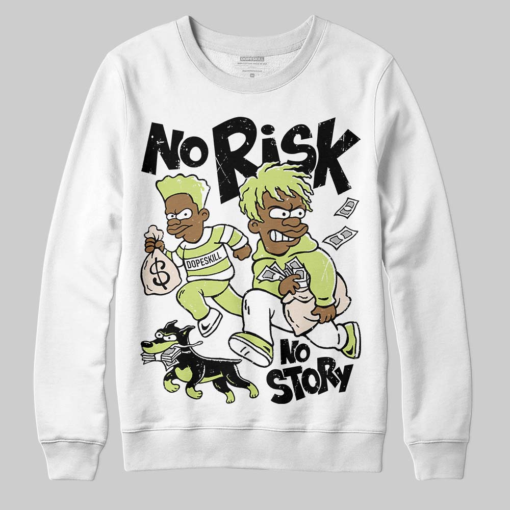 Jordan 5 “Luminous Green” DopeSkill Sweatshirt No Risk No Story Graphic Streetwear - White 