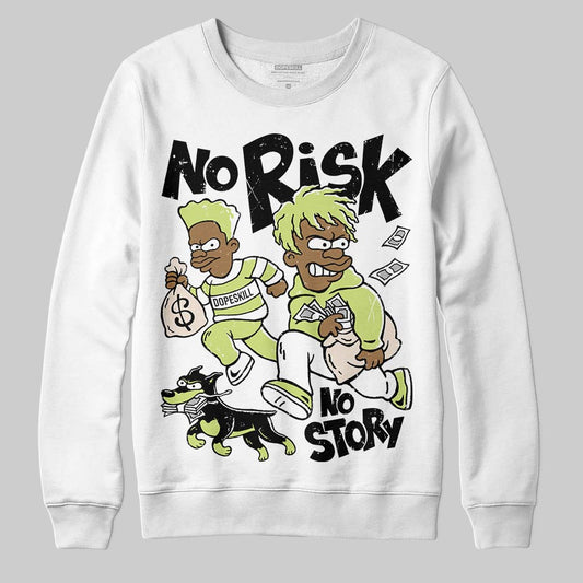 Jordan 5 “Luminous Green” DopeSkill Sweatshirt No Risk No Story Graphic Streetwear - White 
