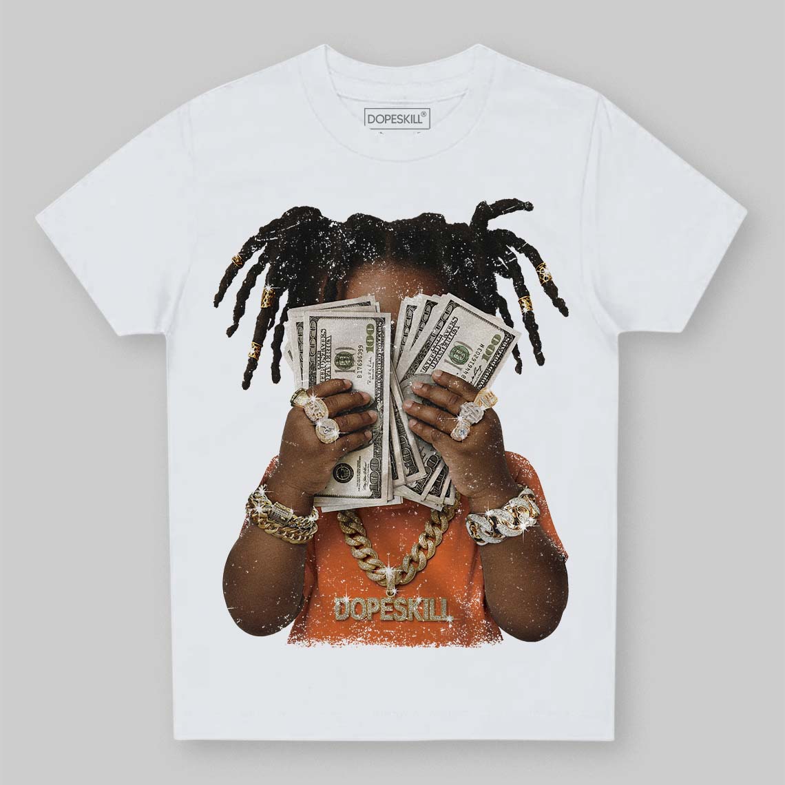 Orange, Black and White Sneakers DopeSkill Toddler Kids T-shirt Rich Youth Graphic Streetwear  - White
