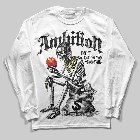 Jordan 4 “Black Cat” (2025) DopeSkill Long Sleeve T-Shirt Ambition Graphic Streetwear - White