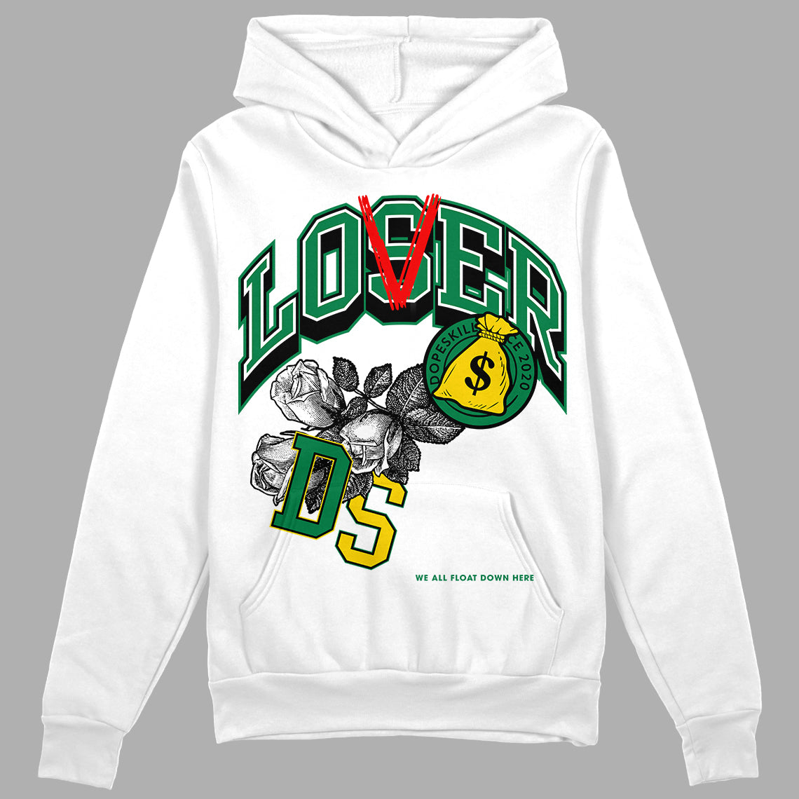 Jordan 5 “Lucky Green” DopeSkill Hoodie Sweatshirt Loser Lover Graphic Streetwear - White