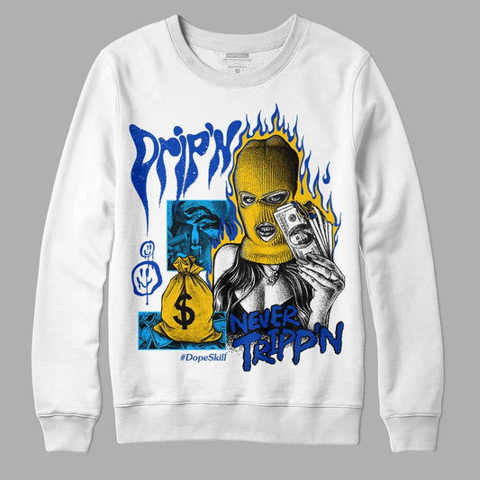 Jordan 14 “Laney” DopeSkill Sweatshirt Drip'n Never Tripp'n Graphic Streetwear - White