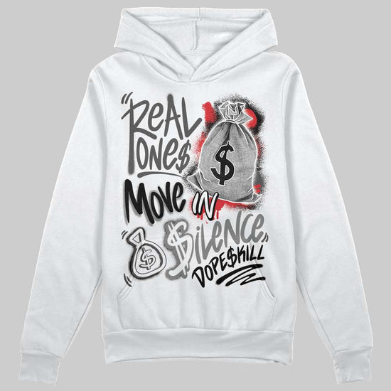 Jordan 10 Retro Shadow (2025) DopeSkill Hoodie Sweatshirt Real Ones Move In Silence Graphic Streetwear - White