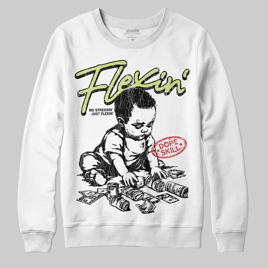 Jordan 5 “Luminous Green” DopeSkill Sweatshirt Flexin' Graphic Streetwear - White