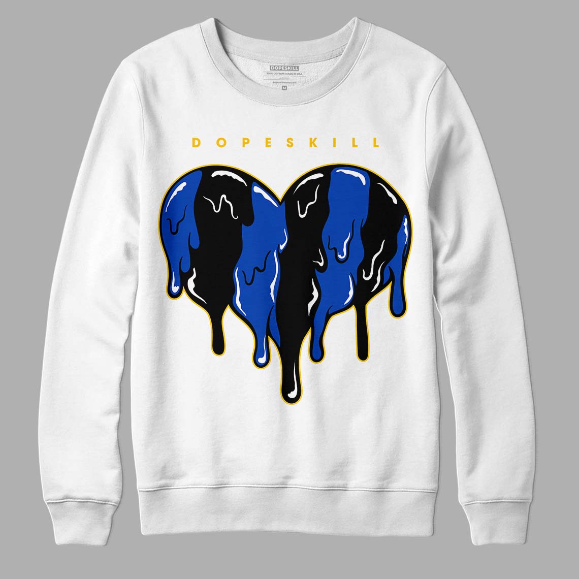 Jordan 14 “Laney” DopeSkill Sweatshirt Slime Drip Heart Graphic Streetwear - White