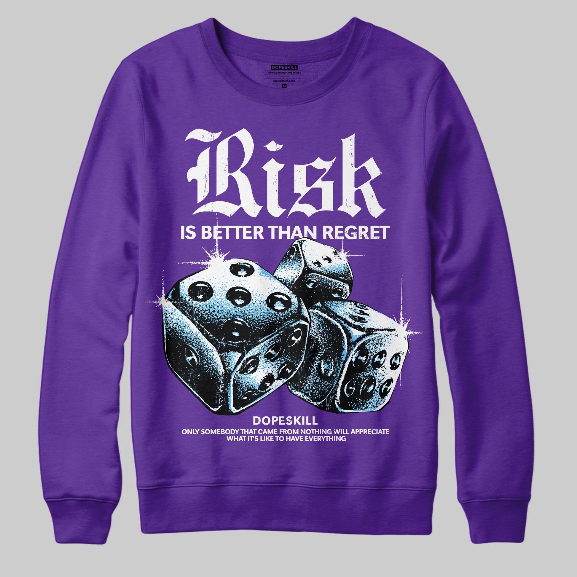 PURPLE Sneakers DopeSkill Sweatshirt Risk Is Better Than Regret Graphic Streetwear - Purple