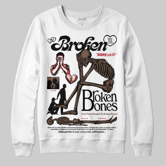 Jordan 9 'Olive' DopeSkill Sweatshirt Broken Bones Graphic Streetwear - White