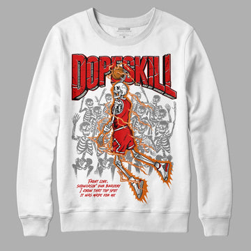 Jordan 3 Fire Red DopeSkill Sweatshirt Thunder Dunk Graphic Streetwear - White 