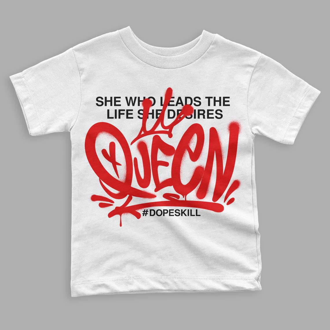 Jordan 4 Retro Red Cement DopeSkill Toddler Kids T-shirt Queen Graphic Streetwear - White