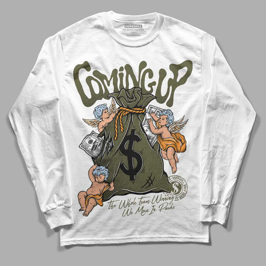 Jordan 5 "Olive" DopeSkill Long Sleeve T-Shirt Money Bag Coming Up Graphic Streetwear - White