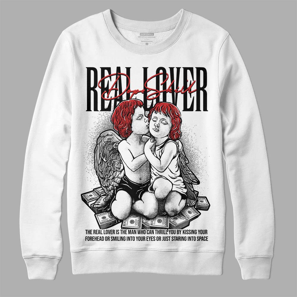 Jordan 1 High OG “Black/White” DopeSkill Sweatshirt Real Lover Graphic Streetwear - White 