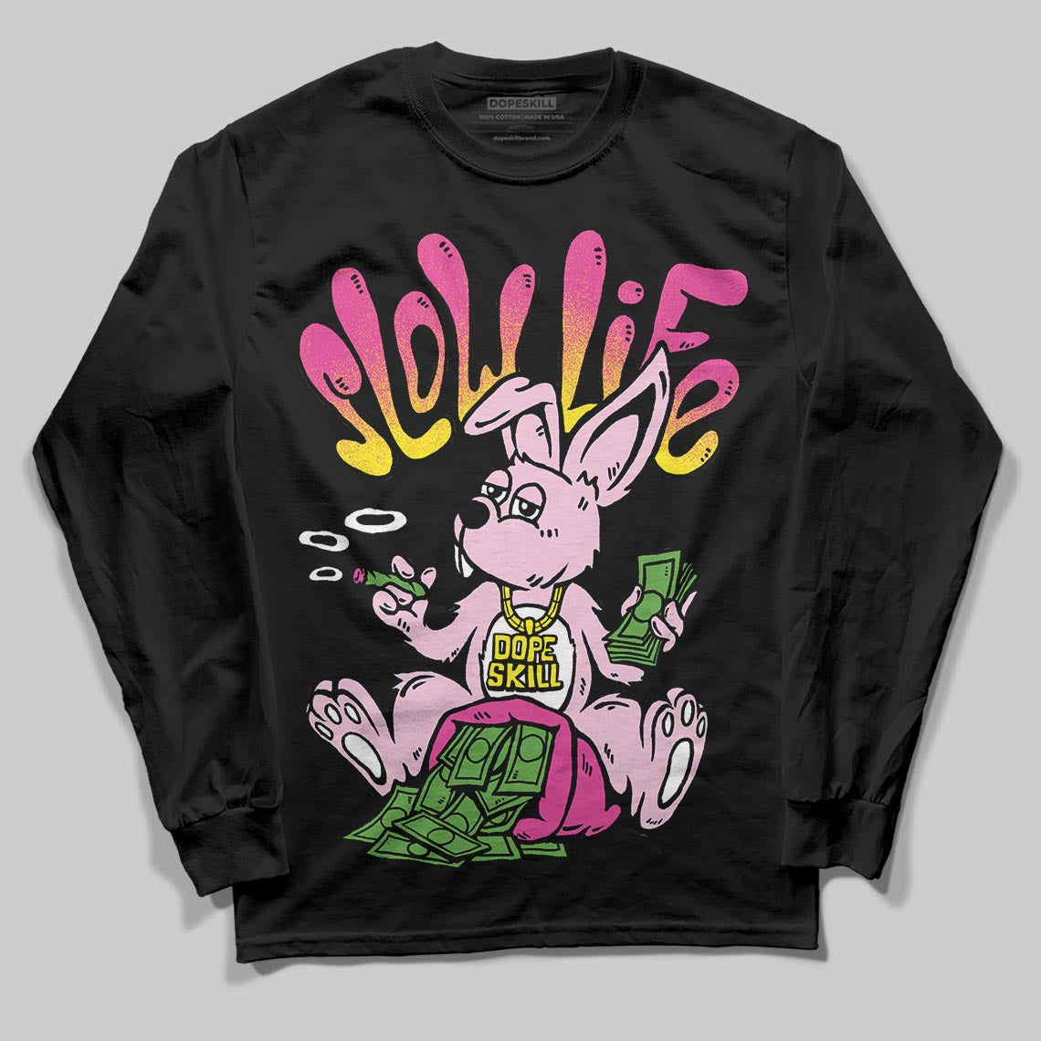 Pink Sneakers DopeSkill Long Sleeve T-Shirt Slow Life Graphic Streetwear  - Black