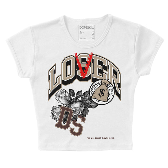 Jordan 1 High OG “Latte” DopeSkill Women's Crop Top Loser Lover Graphic Streetwear - White