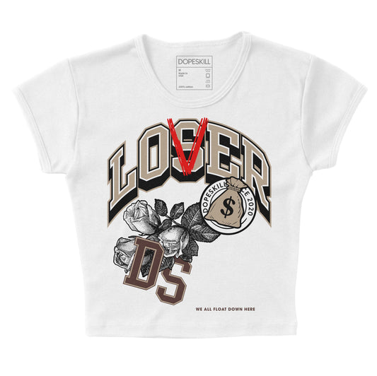 Jordan 1 High OG “Latte” DopeSkill Women's Crop Top Loser Lover Graphic Streetwear - White