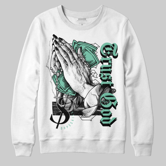 Jordan 3 "Green Glow" DopeSkill Sweatshirt Trust God Graphic Streetwear - White