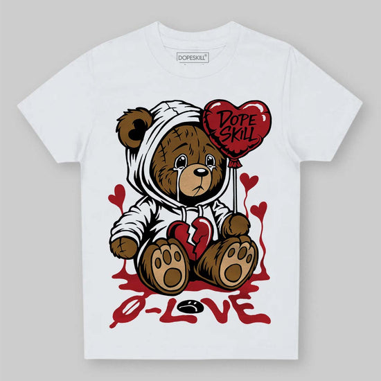 Jordan 5 Retro Fire Red Black Tongue (2025) DopeSkill Toddler Kids T-shirt Broken Bear Graphic Streetwear - White