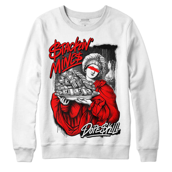 Black and White Sneakers DopeSkill Sweatshirt Stackin Mines Graphic Streetwear - WHite