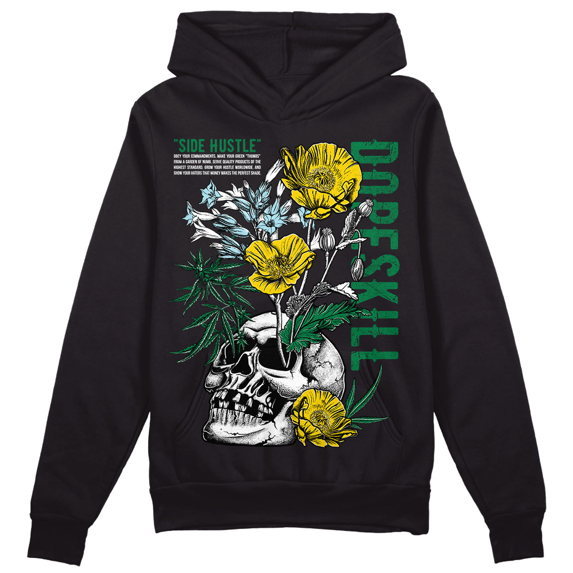 Jordan 5 “Lucky Green” DopeSkill Hoodie Sweatshirt Side Hustle Graphic Streetwear - Black