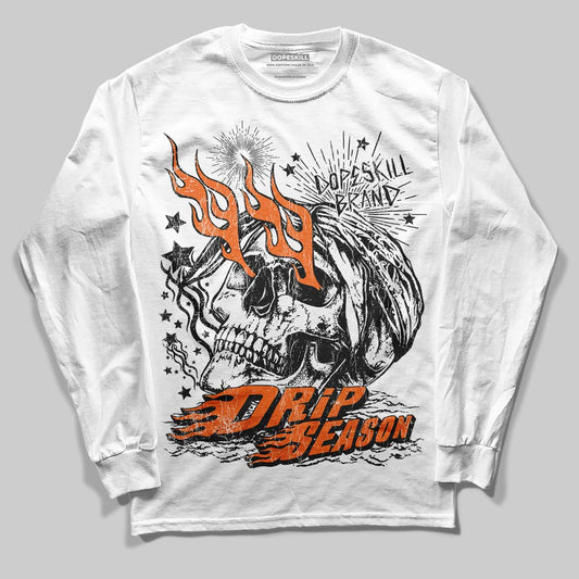 Orange, Black and White Sneakers DopeSkill Long Sleeve T-Shirt Drip Season Graphic Streetwear - White