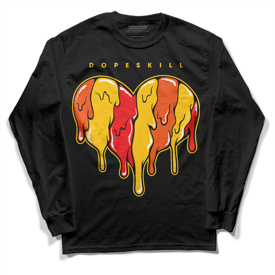 Yellow Sneakers DopeSkill Long Sleeve T-Shirt Slime Drip Heart Graphic Streetwear - Black