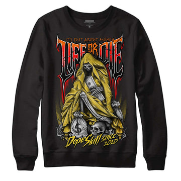 Jordan 4 Thunder DopeSkill Sweatshirt Life or Die Graphic Streetwear - Black