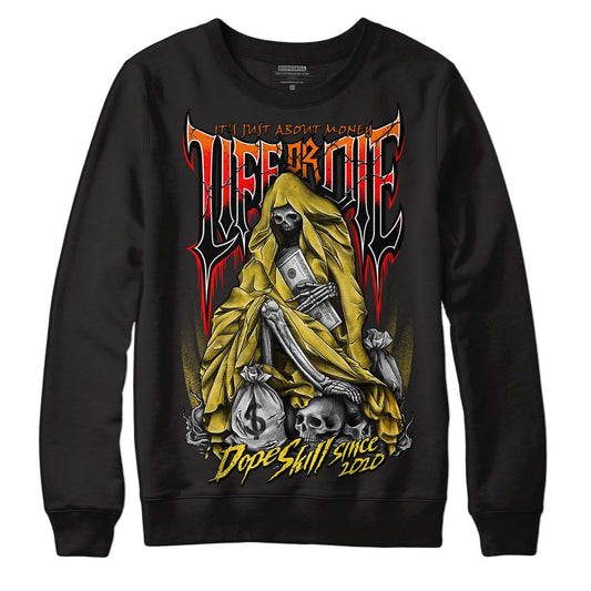 Jordan 4 Thunder DopeSkill Sweatshirt Life or Die Graphic Streetwear - Black